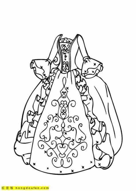 13张4到10岁女孩子最喜欢的芭蕾公主的裙子卡通涂色简笔画-红豆饭小