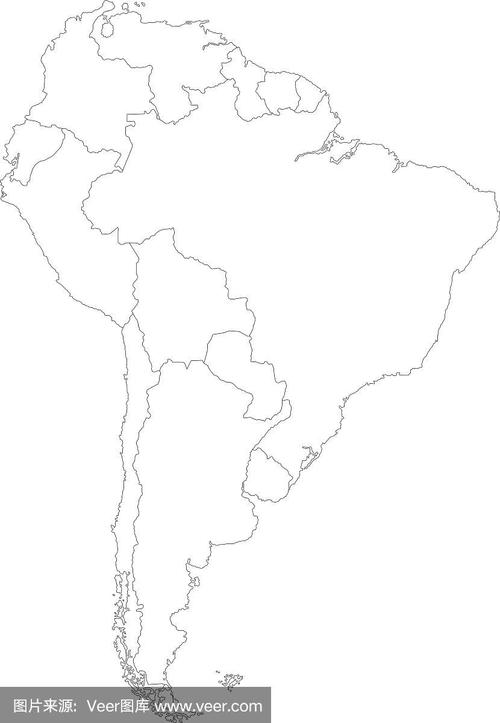 南美洲等高线地图