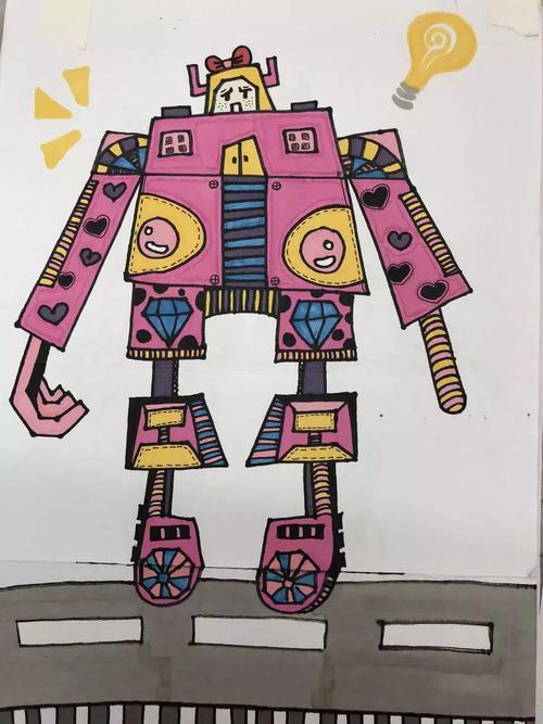 儿童绘画教程简单几步画一个漂亮的机器人