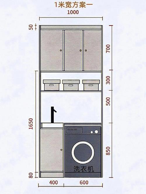 阳台洗衣机柜不同宽度各2个方案详细尺寸