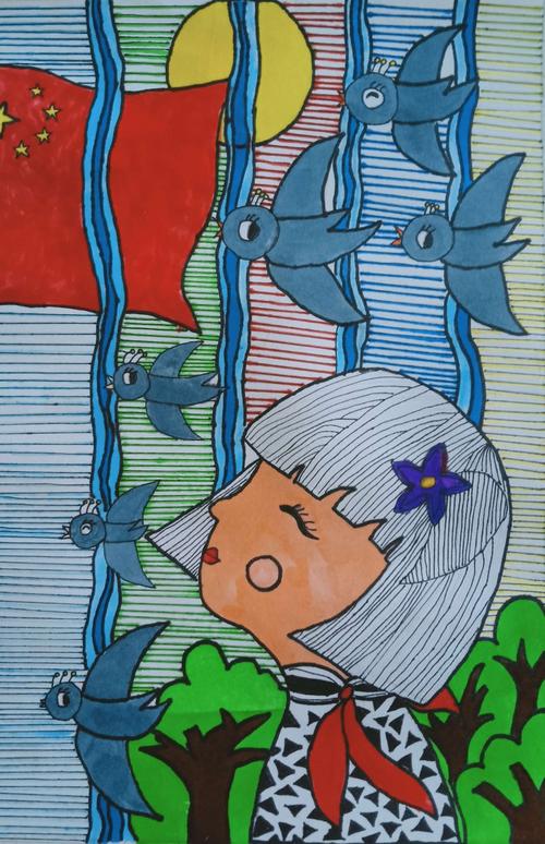 壮丽画卷——琼海市第一小学2019-2020年三～六年级国庆绘画比赛作品