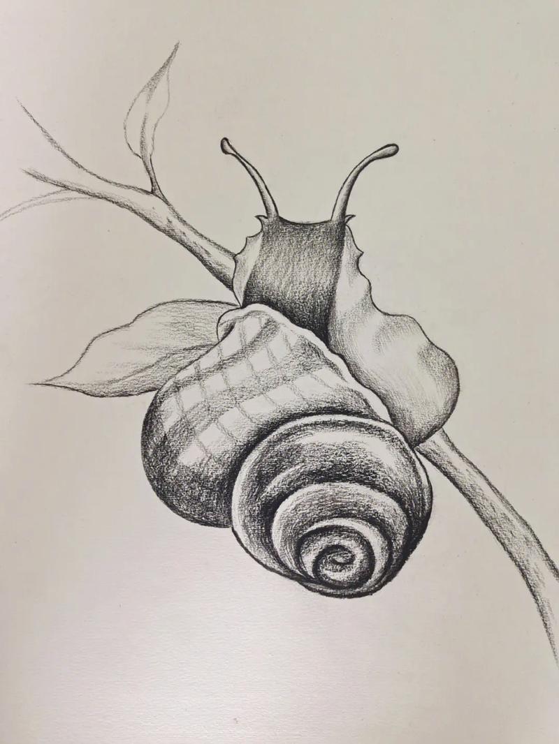 《可爱的小蜗牛》带你轻松学画画#素描动物  - 抖音