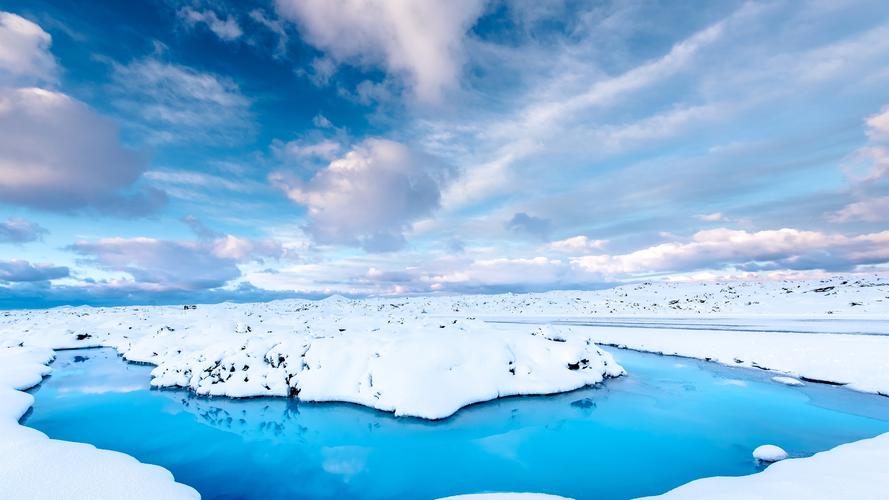 壁纸 冰岛,雪,蓝天,白云