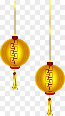 精美金黄色灯笼中国风素材