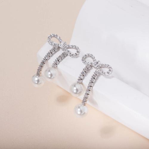 纯银短款蝴蝶结珍珠耳环法式甜美小众设计感耳坠设计感珍珠耳坠