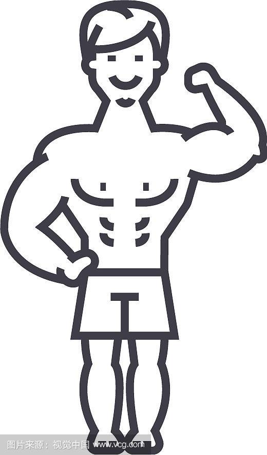 强壮的男子健美肌肉线条图标