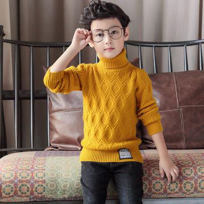 双菱形高领编织男童中大童毛衣2018新款韩版时尚儿童童装一件代发