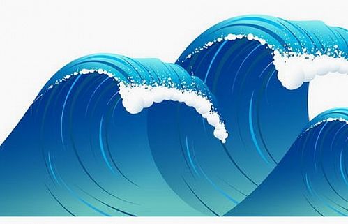 高高的蓝色海浪波浪浪花png图片免抠矢量素材