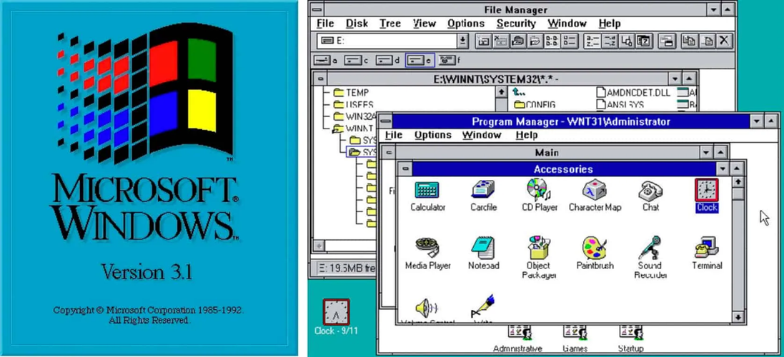 1992年4月6日--windows 3.1 布局颜色逐渐演变成 交互颜色.比
