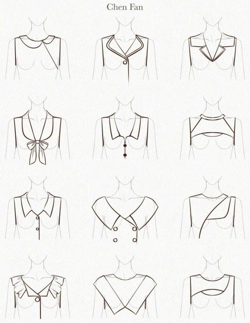 版型|100款-女装领子设计款式图线稿专题!_腾讯新闻