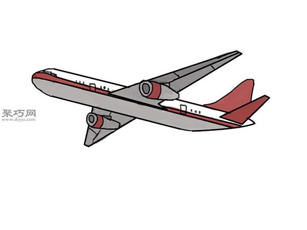 画波音787飞机的步骤 教你怎么画飞机 - 聚巧网