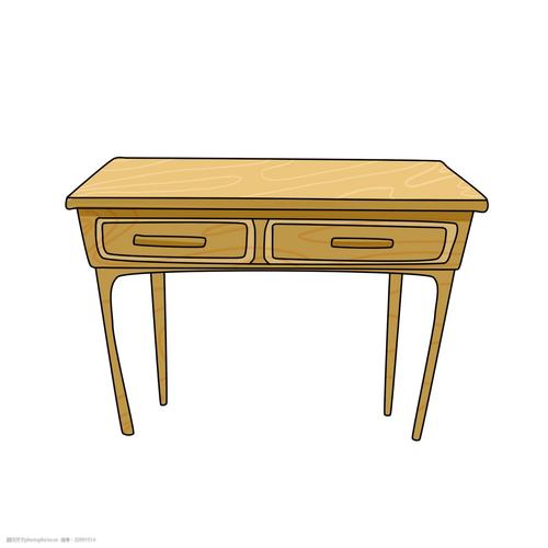 黄色的木质桌子插画图片-图行天下图库