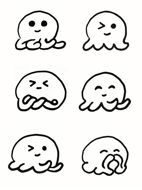 极简手绘表情动物可爱小章鱼