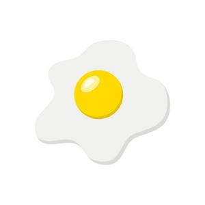 炒鸡蛋在白色背景下, 彩色煎蛋.矢量插图照片