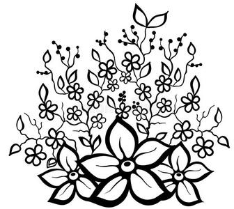 黑白花卉图片-黑白花卉素材-黑白花卉插画-摄图新视界