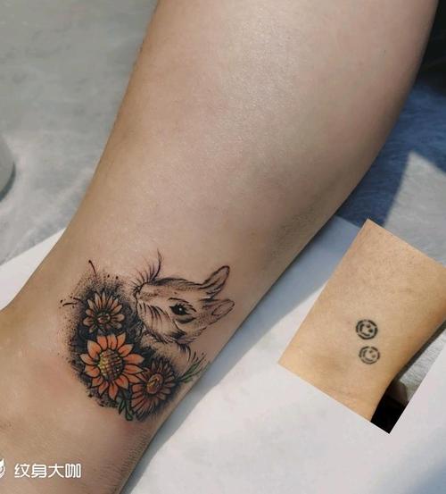 兔子纹身 小清新遮盖_纹身图案手稿图片_刘丽新的纹身作品集