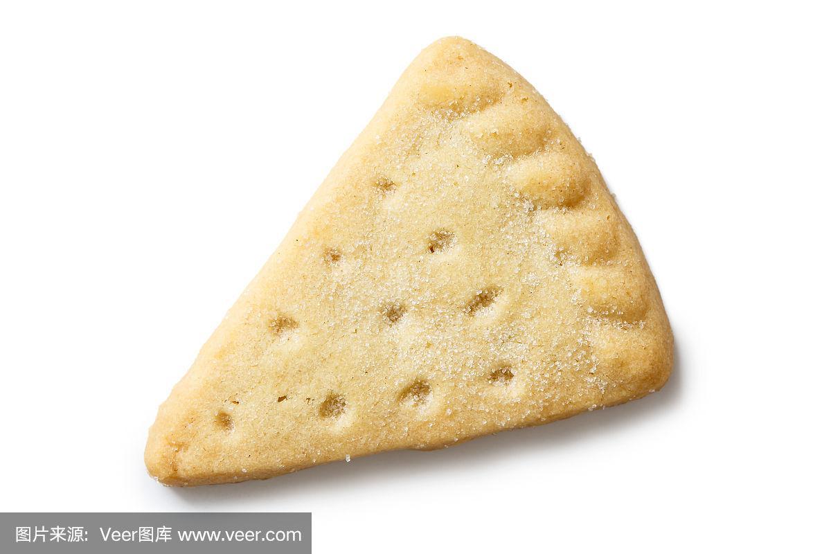 传统的脆饼是三角形的饼干,孤立于白色之上.
