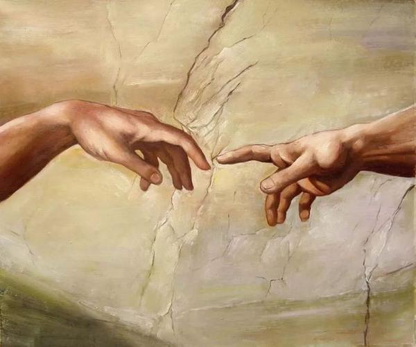 拜堂的《创世纪》中未引入明显的光源,但造物主与亚当将触未触的手指