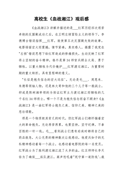高校生血战湘江观后感docx3页