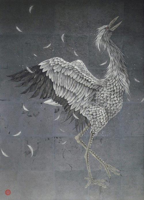 日本艺术家takashikanazawa将老虎猫头鹰鹤和龙等动物画在由巨