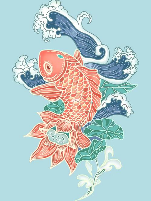 图形创意莲年有鱼