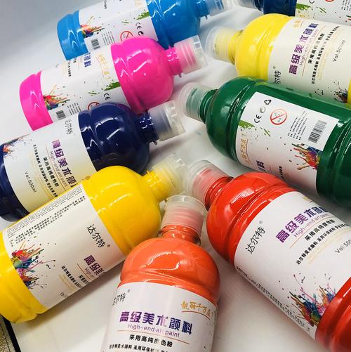 水粉颜料24色套装儿童无毒初学者练习绘画涂鸦500克大瓶挤压式装
