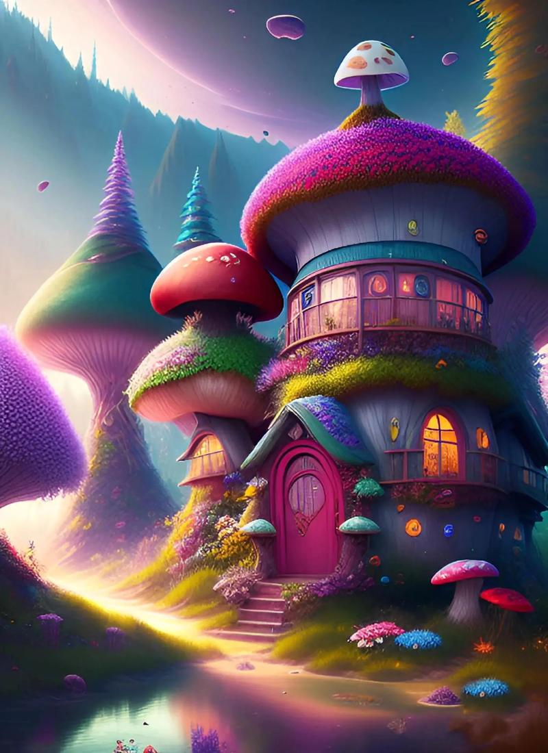 一组蘑菇大房子,梦幻花园,色彩斑斓#手机壁纸 #挑一张壁纸换 - 抖音