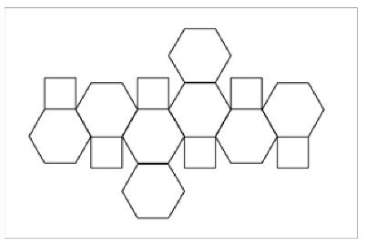 图4-77 十四面体(二)图4-76 十四面体平面展开图(一)图4-75 十四面体