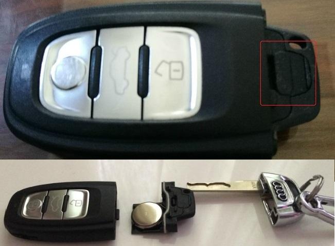 奥迪汽车钥匙电池怎么换