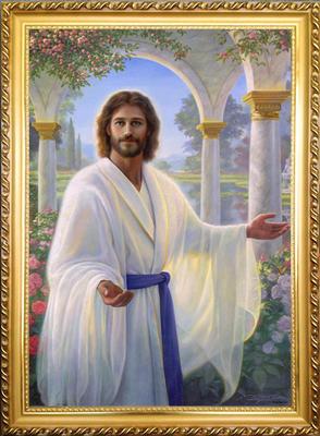 耶稣画像基督天主教信仰教堂主内装饰画有框画壁挂画艺术客厅墙画