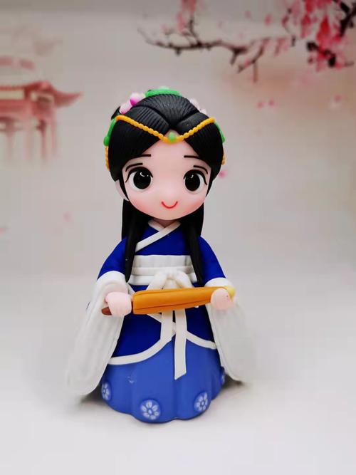 归才手工古风汉服娃娃古装摆件中国风新年礼物软陶人偶定制蛋糕装