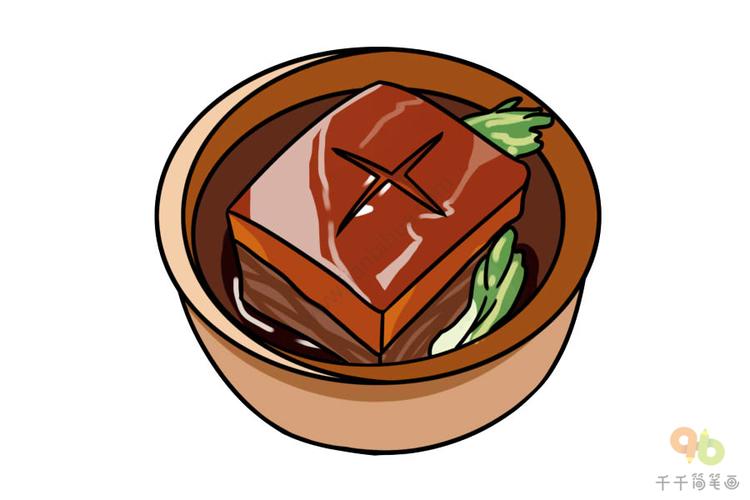 江南美食东坡肉简笔画