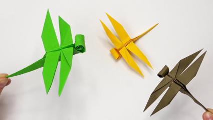 儿童娃娃折纸手工:一起来制作可爱的小蜻蜓吧!