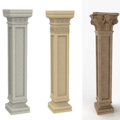 方形罗马柱d模具别墅大门中式包角边四方柱水泥柱子模建筑模.