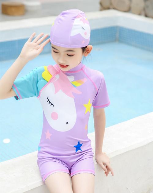 芮蜜婵小女孩泳衣套装连体女童儿童大中小童公主学生卡通可爱游泳衣