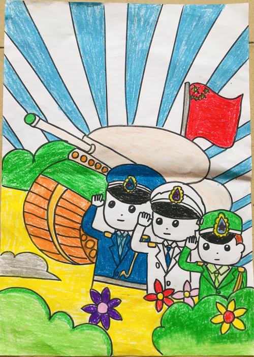 其它 万江新村幼儿园"向军人致敬"绘画比赛 写美篇家长们可以扫下面