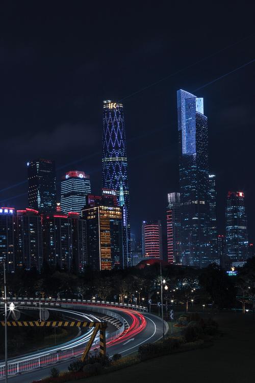 夜幕下的珠江新城夜景