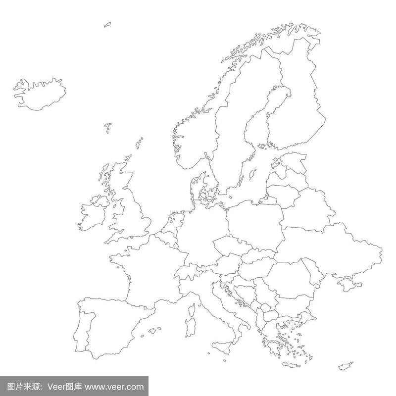 欧洲地图/大纲股票插图
