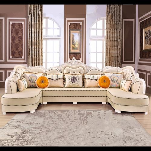 欧式沙发组合古达u型双贵妃奢华大户型客厅整装免洗布艺沙发简欧