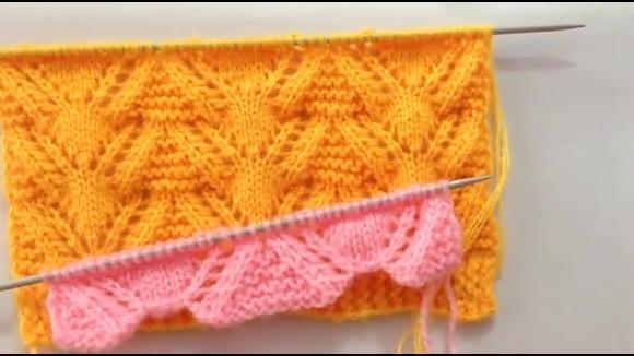 一款非常漂亮的双色花样针织,编织宝宝毛衣美美哒