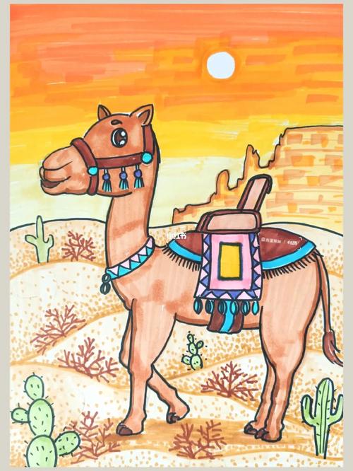 儿童画创意画沙漠宠儿动物骆驼