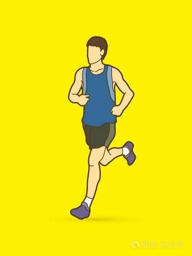 奔跑的人,运动男子短跑运动员,马拉松赛跑者图形矢量