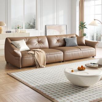 拉芙菲(lff)轻奢直排真皮沙发客厅意式小户型皮艺沙发8309升3.