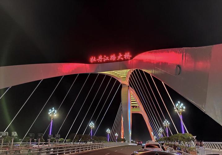 漯河夜幕下的牡丹江路大桥别样的美
