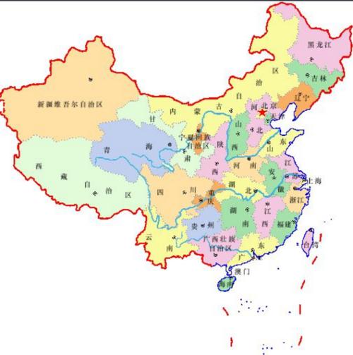 中国34个省的轮廓图地图