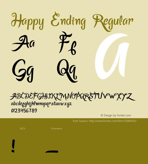 happy ending regular version 1.0图片样张-字体样张-字客网