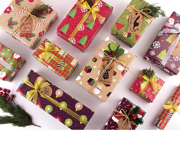 爆款圣诞礼物包装纸 情人节生日礼品礼盒包装纸 包书皮包花纸批发