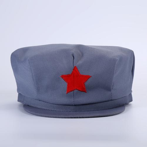 红军帽灰色八角帽复古五角星帽 八路军军帽新四军帽演出表演帽子