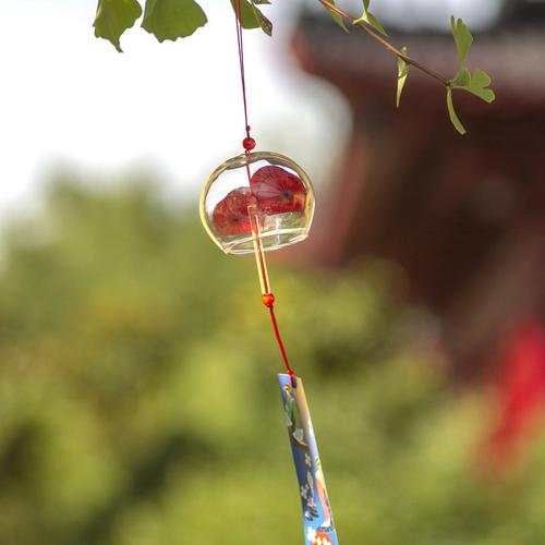 日式风铃挂饰品门挂树上阳台室内玻璃风铃铛网红和风楼盘装饰挂件