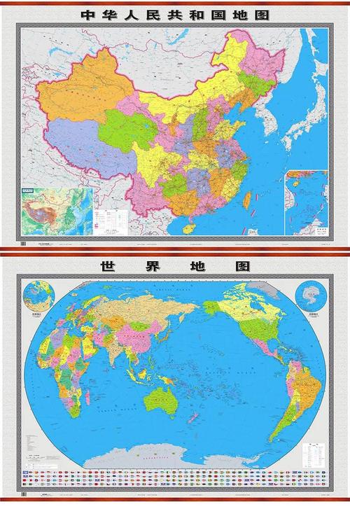 【精装套装装饰】2019中国地图 世界地图挂图超大版1.8*1.